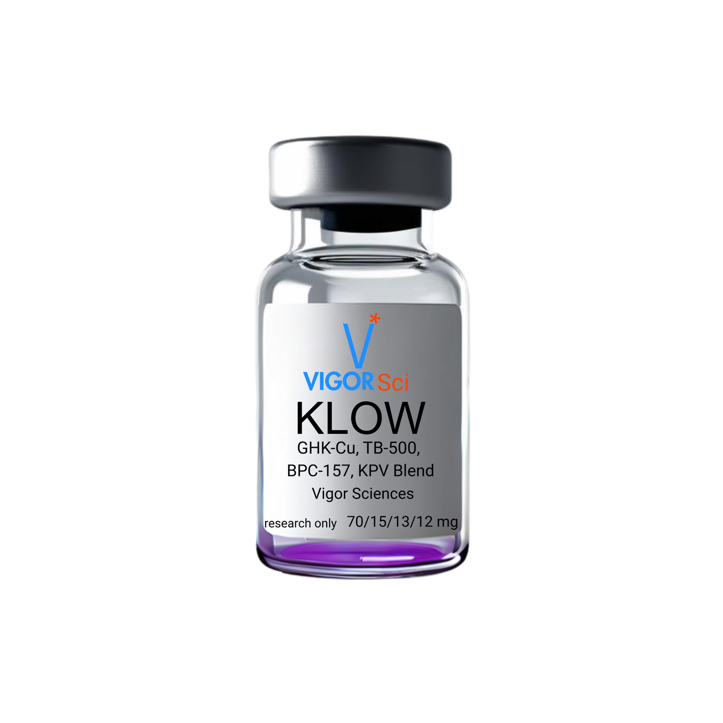 KLOW 80mg Blend: (GHK-Cu 70mg / TB-500 15mg / BPC-157 13 mg / KPV 12mg)
The KLOW peptide blend—a combination of GHK-Cu, TB-500, BPC-157, and KPV—is increasingly recognized in peptide research for its synergistic effects on tissue regeneration, inflammation modulation, and overall healing. Research-has highlighted its potential benefits in:
Tissue Regeneration & Wound Healing
The KLOW blend is studied for its ability to accelerate tissue repair and reduce inflammation. GHK-Cu stimulates collag