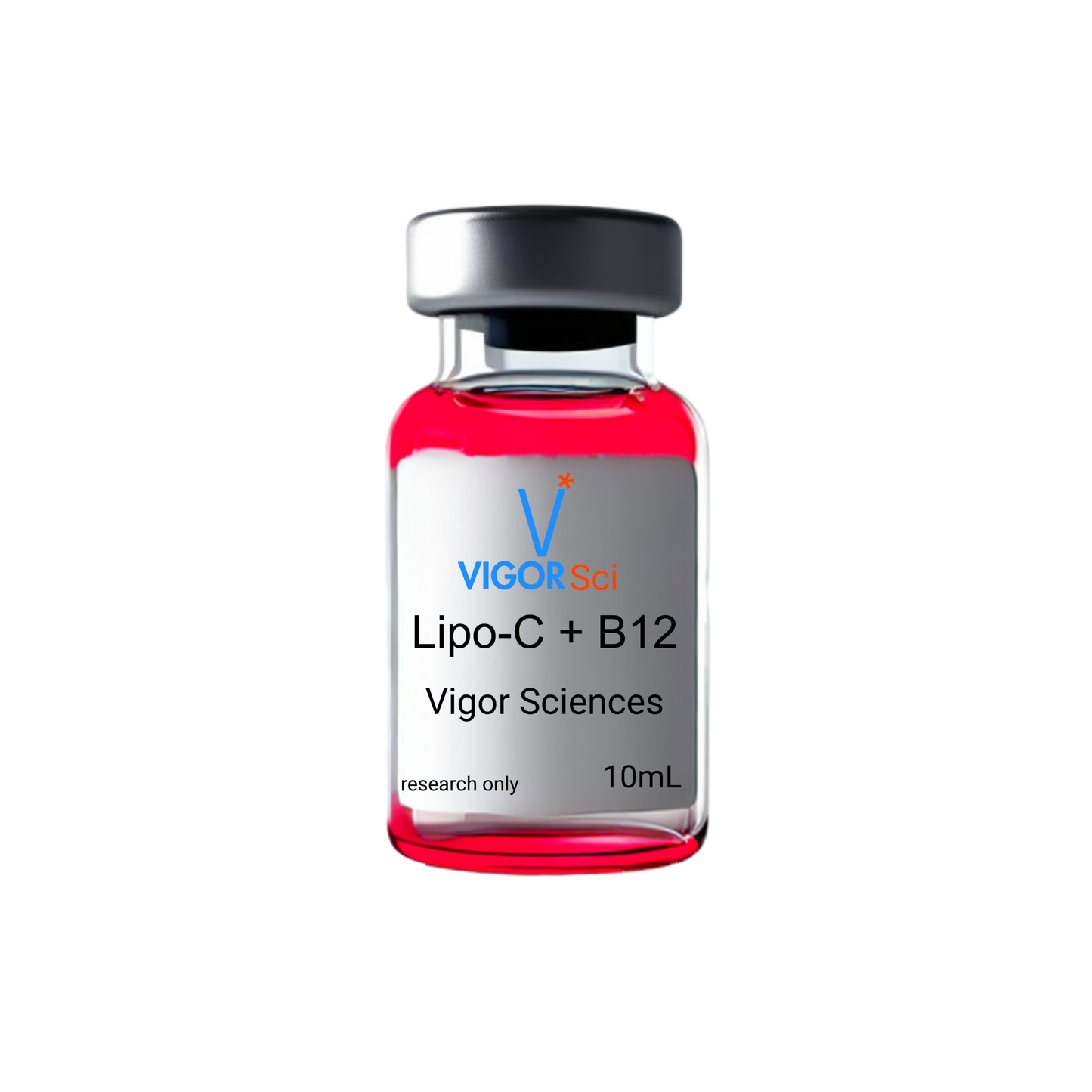 Vial labeled 'Lipo-C w/ B12' by Vigor Sciences on a white background, Lipo-C B12 injections fat loss weight loss increased energy shots