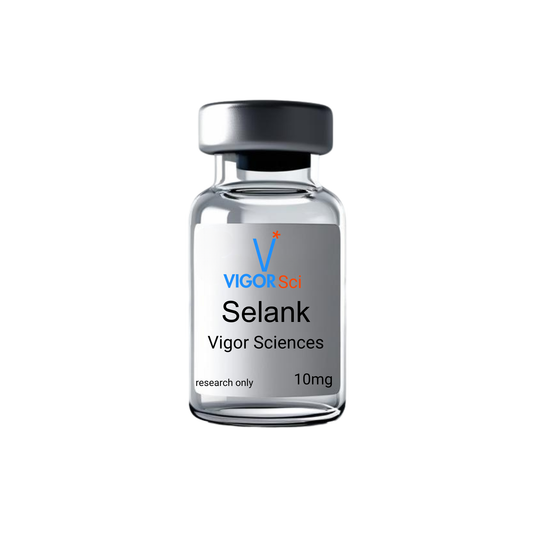 Selank is a synthetic peptide, primarily studied and utilized in research as a nootropic (cognitive enhancer) and anxiolytic (anti-anxiety agent).

Research describes Selank as designed to modulate neurotransmitter balance and enhance brain function without the sedative or addictive side effects common with traditional anti-anxiety medications.

Mechanisms include:

Regulation of GABAergic activity → helps calm the nervous system and reduce anxiety.
Increased serotonin and dopamine metabolism → supports moo